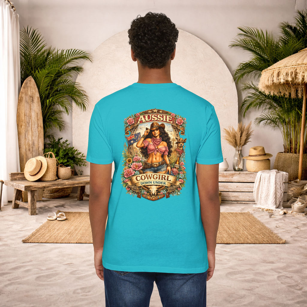 Aussie Cowgirl T-Shirt — 'Aussie Cowgirl Down Under' Western Graphic Tee