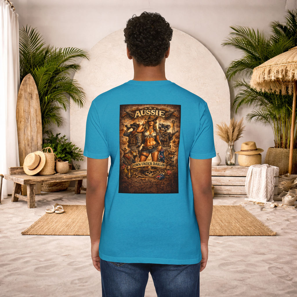 Aussie Pride T-Shirt — "Aussie Down Under" Vintage Kangaroo Graphic