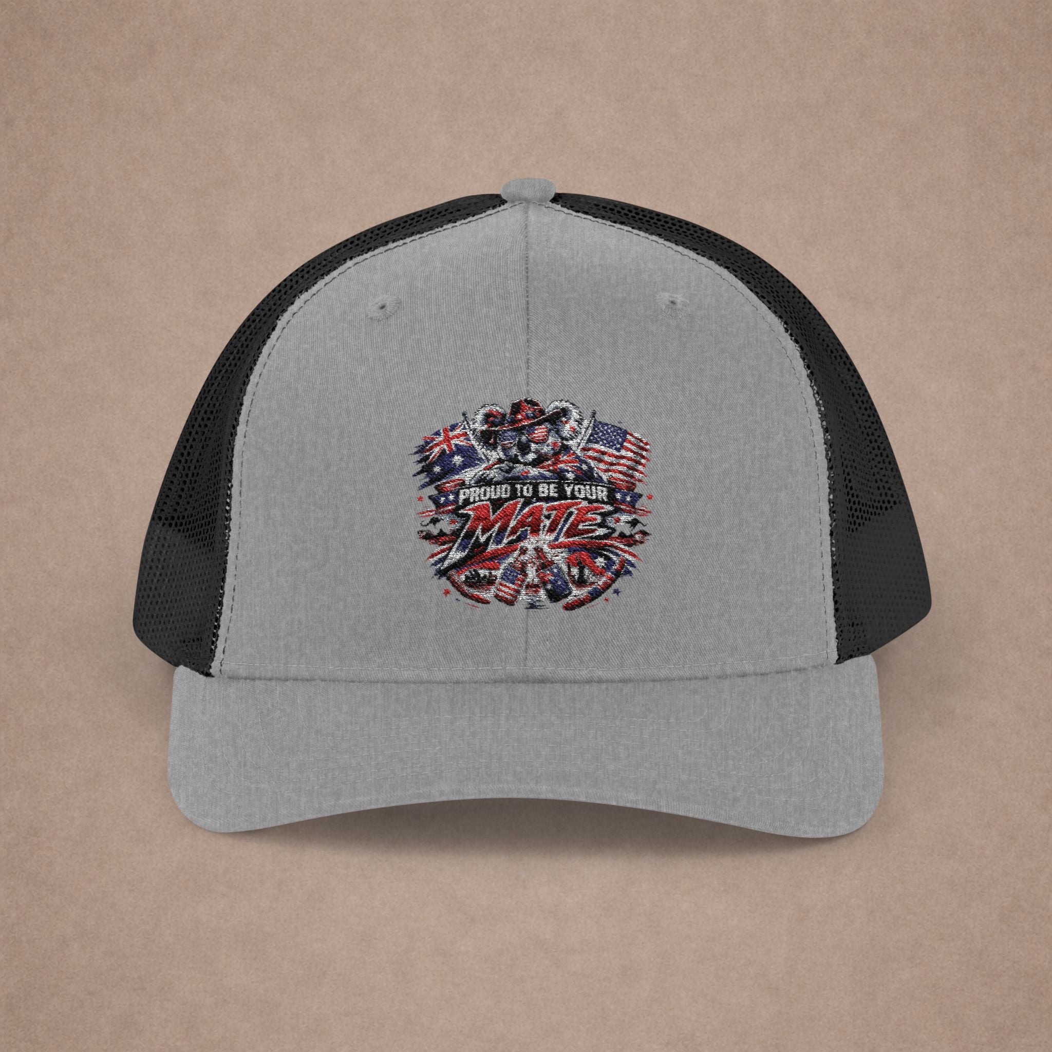 Aussie in USA trucker hat
