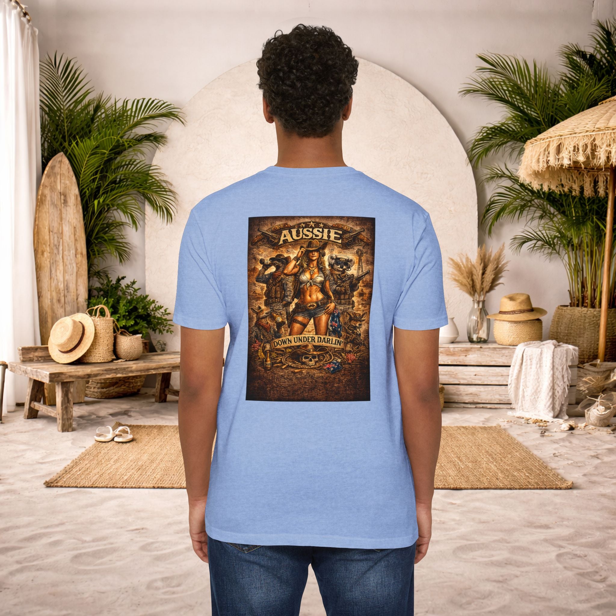 Aussie Pride T-Shirt — "Aussie Down Under" Vintage Kangaroo Graphic