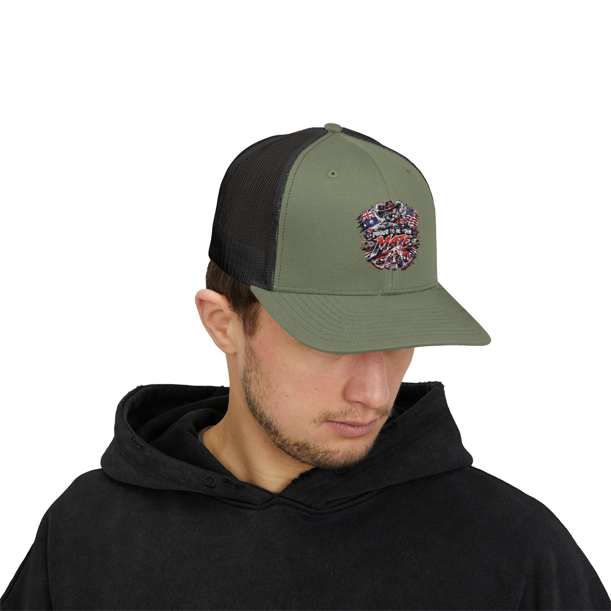 Aussie in USA trucker hat