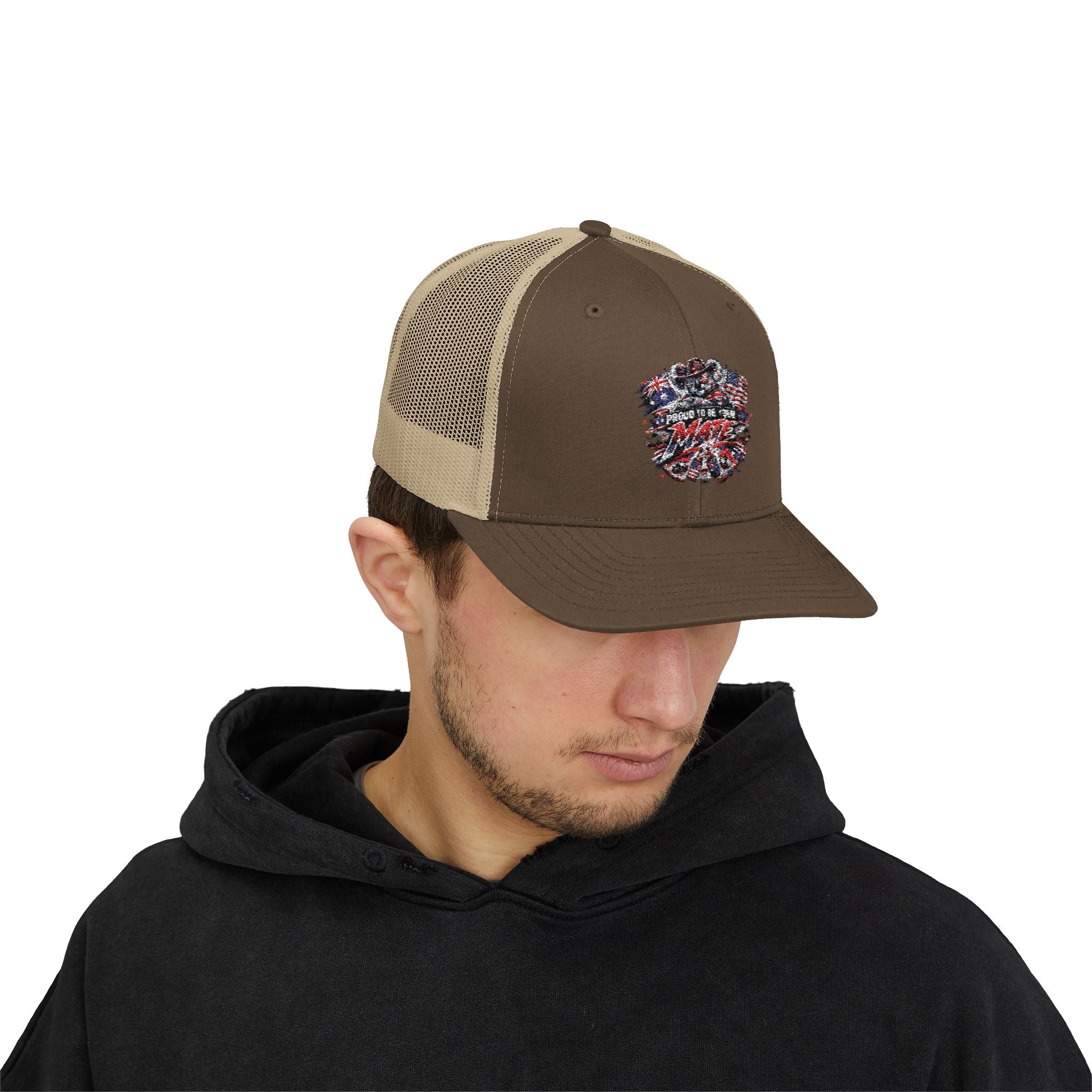 Aussie in USA trucker hat