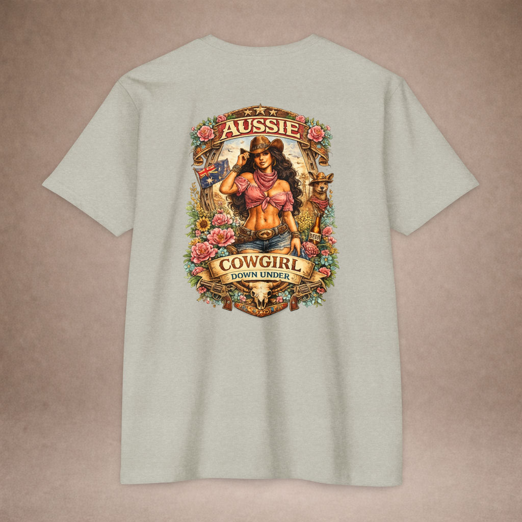 Aussie Cowgirl T-Shirt — 'Aussie Cowgirl Down Under' Western Graphic Tee