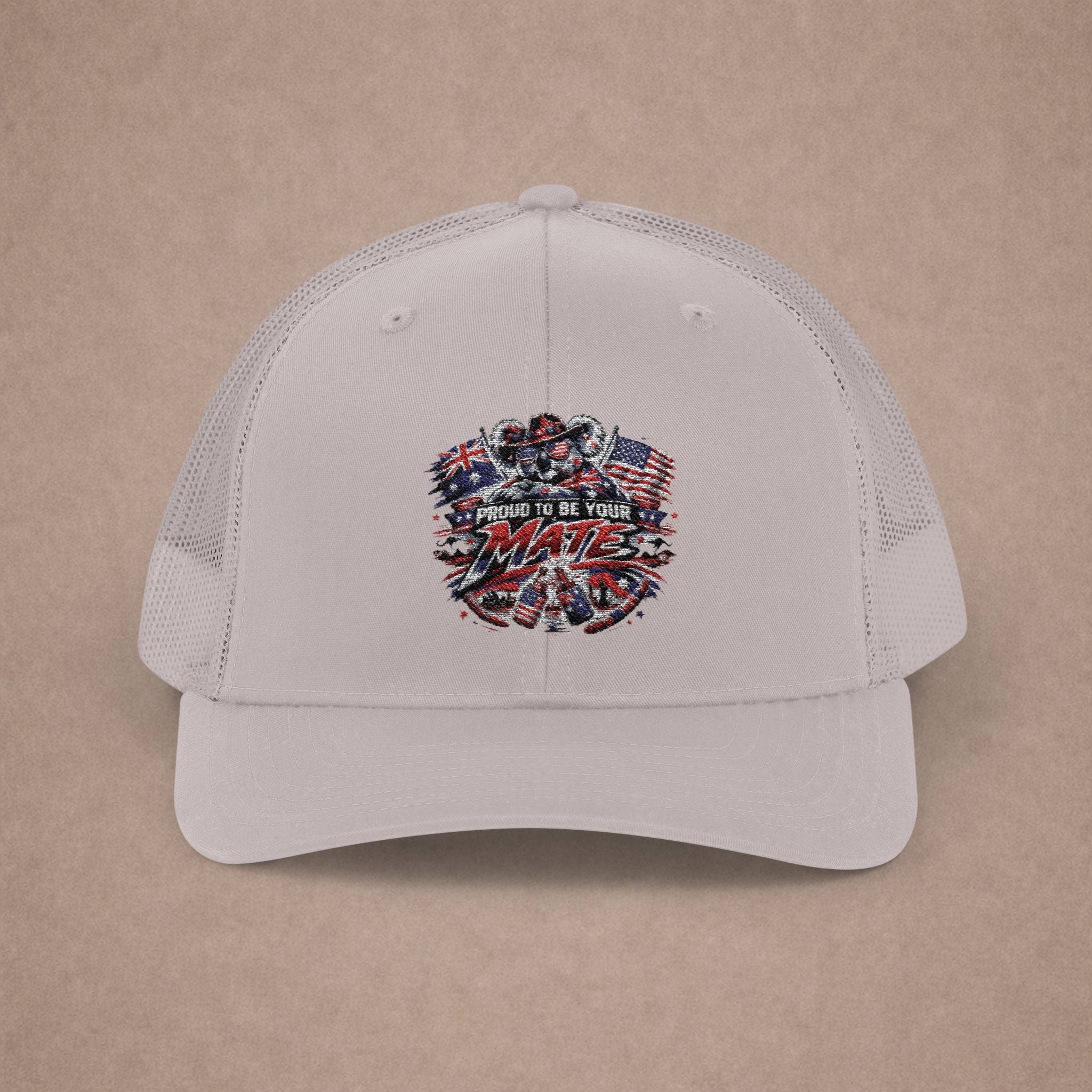 Aussie in USA trucker hat
