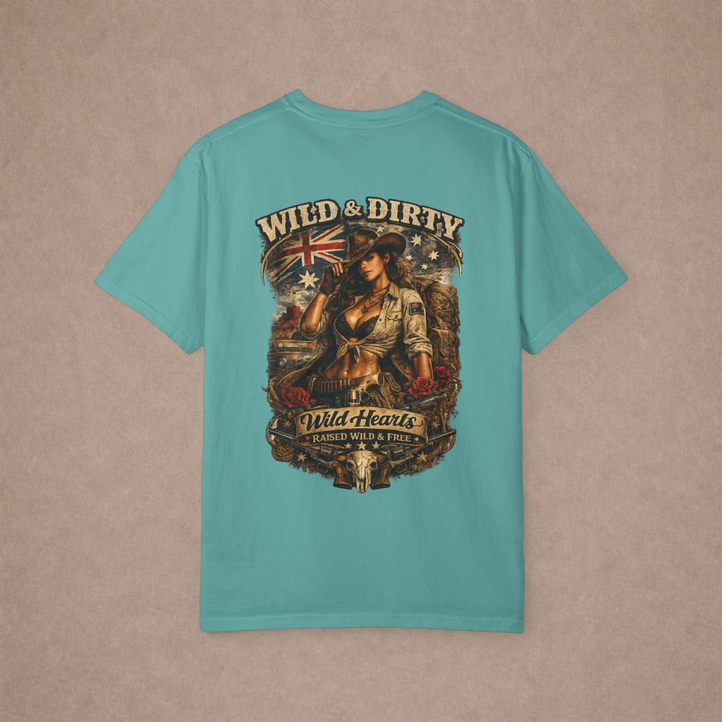 Wild & Dirty Aussie Pinup Art T-shirt