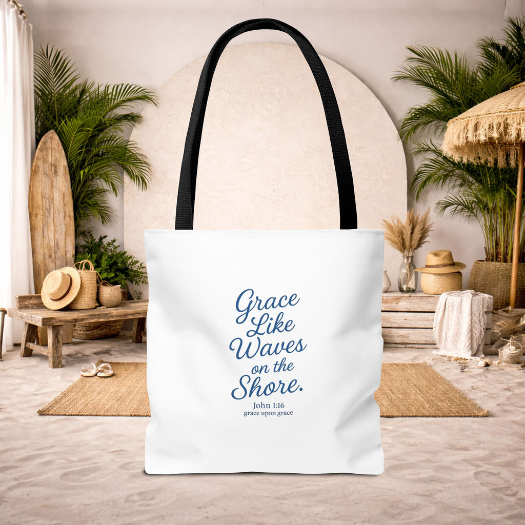 Grace Like Waves on the Shore Tote Bag
