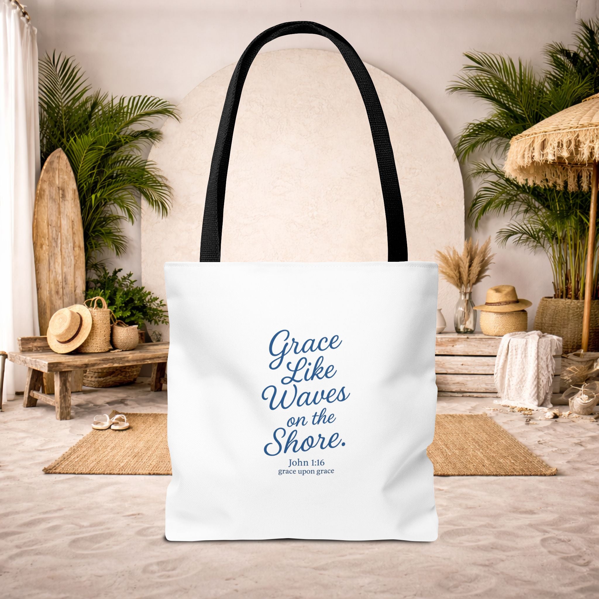 Grace Like Waves on the Shore Tote Bag
