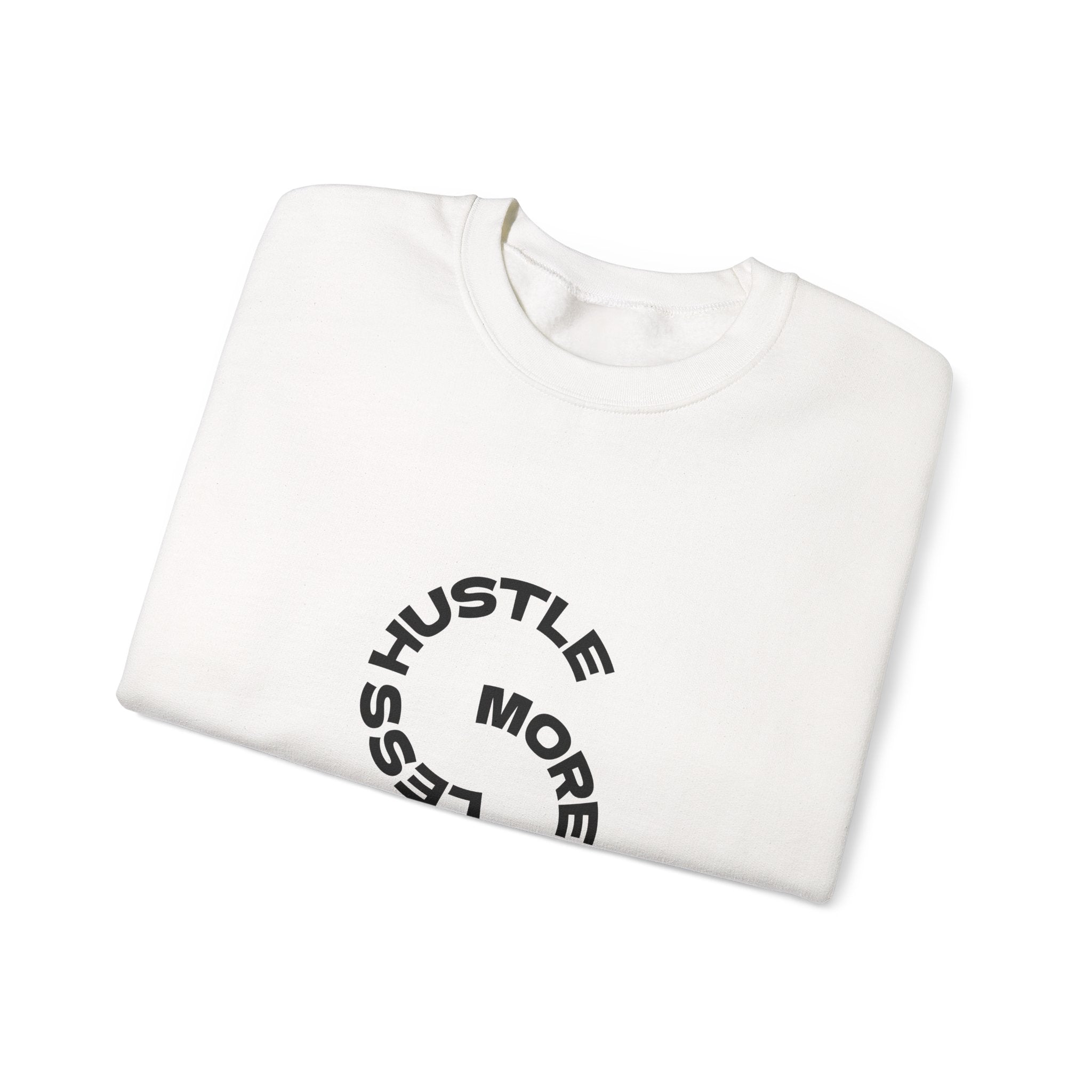 Crewneck Sweatshirt — "Hustle More, Coffee Less" Minimal Coffee Vibe