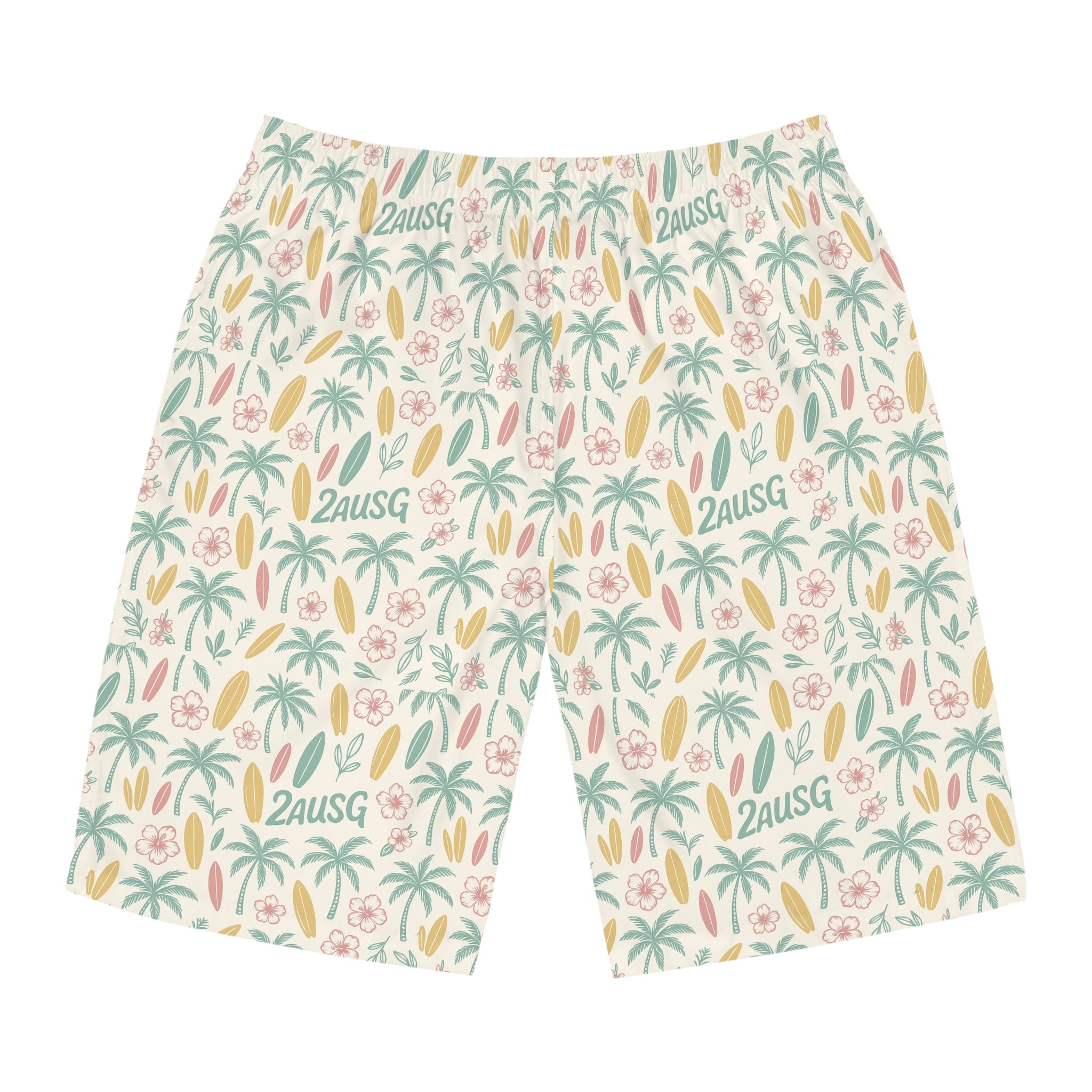 Tropical Palm Surf Pattern Board Shorts