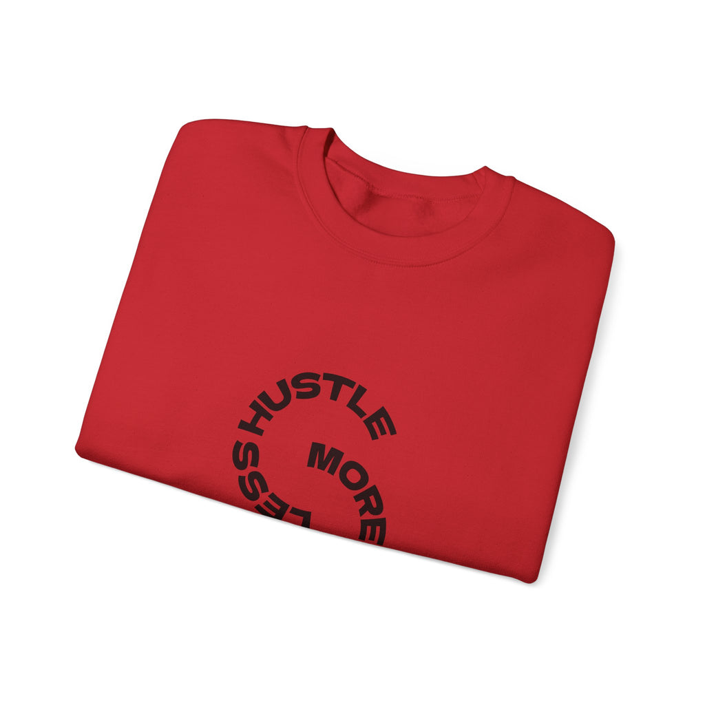 Crewneck Sweatshirt — "Hustle More, Coffee Less" Minimal Coffee Vibe