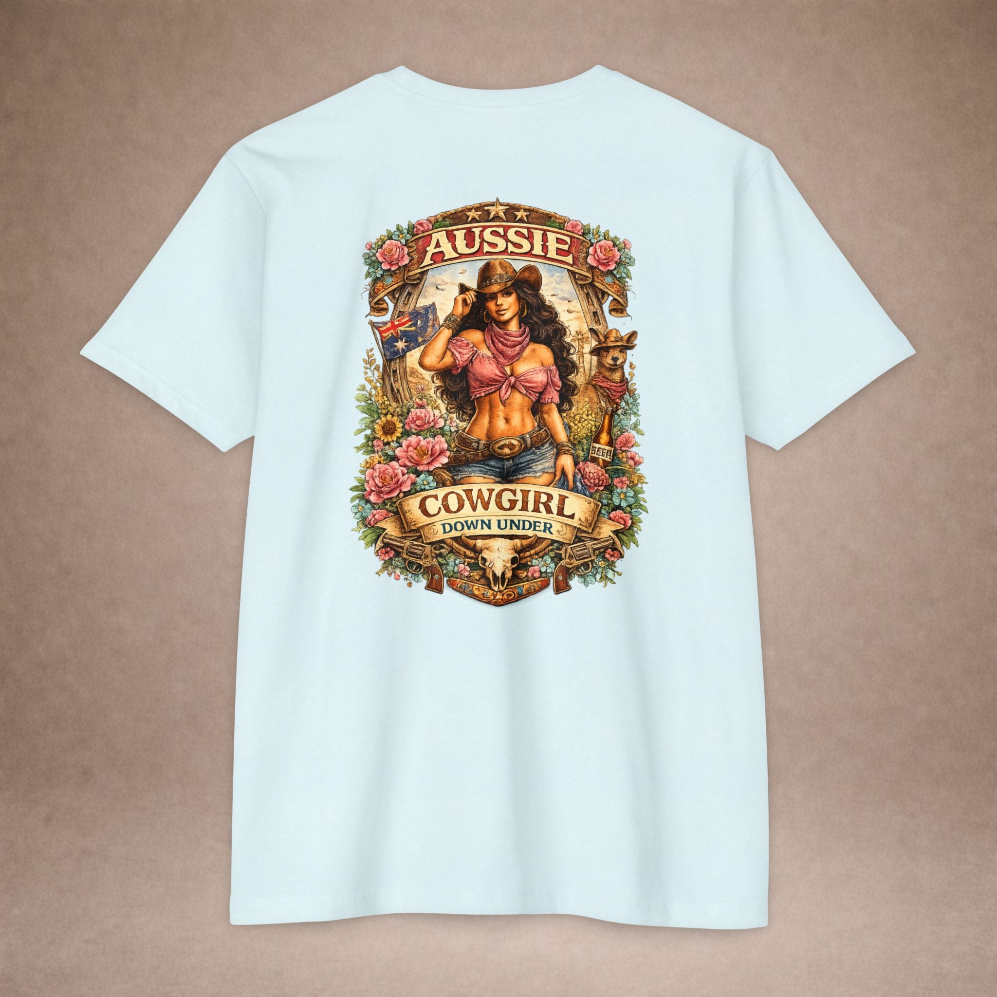 Aussie Cowgirl T-Shirt — 'Aussie Cowgirl Down Under' Western Graphic Tee