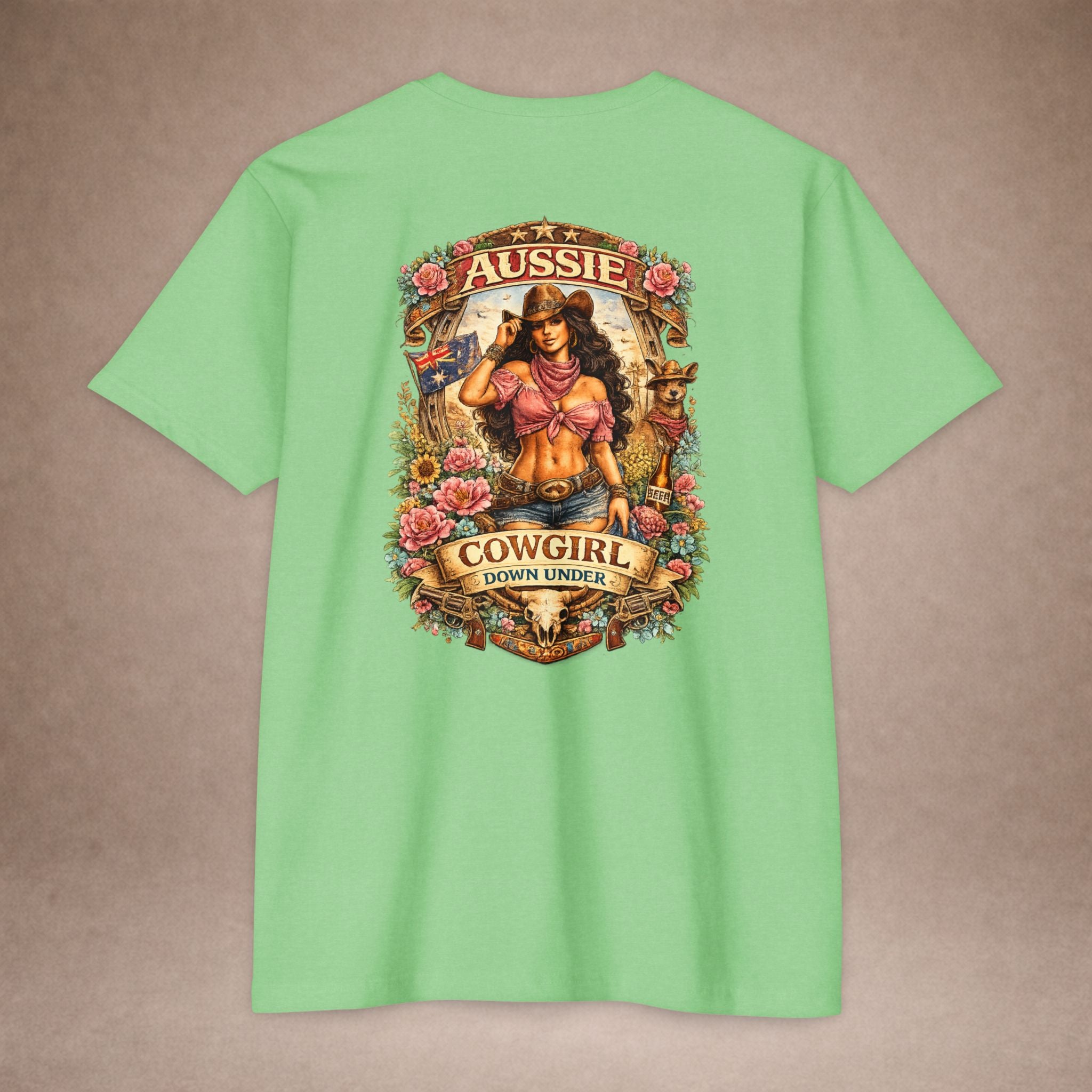 Aussie Cowgirl T-Shirt — 'Aussie Cowgirl Down Under' Western Graphic Tee