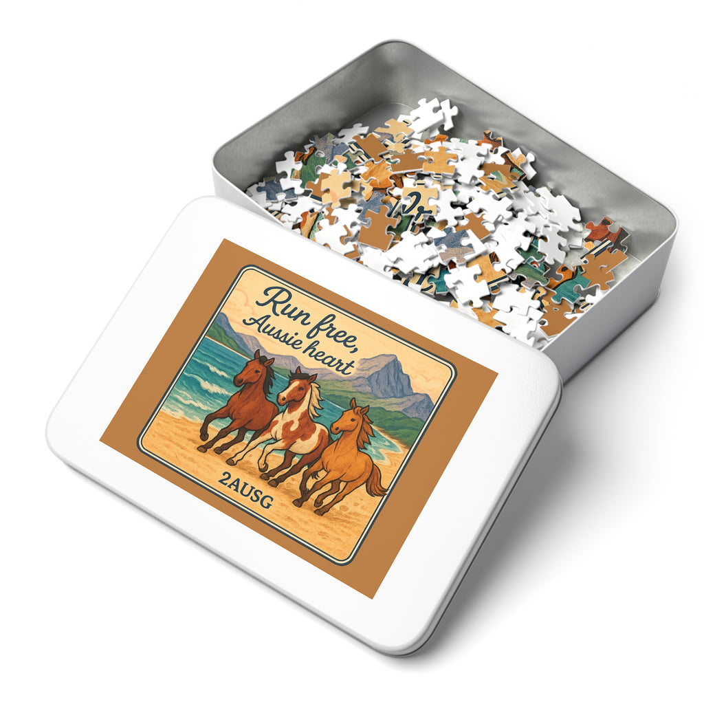 Run Free Aussie Heart Jigsaw Puzzle with Tin