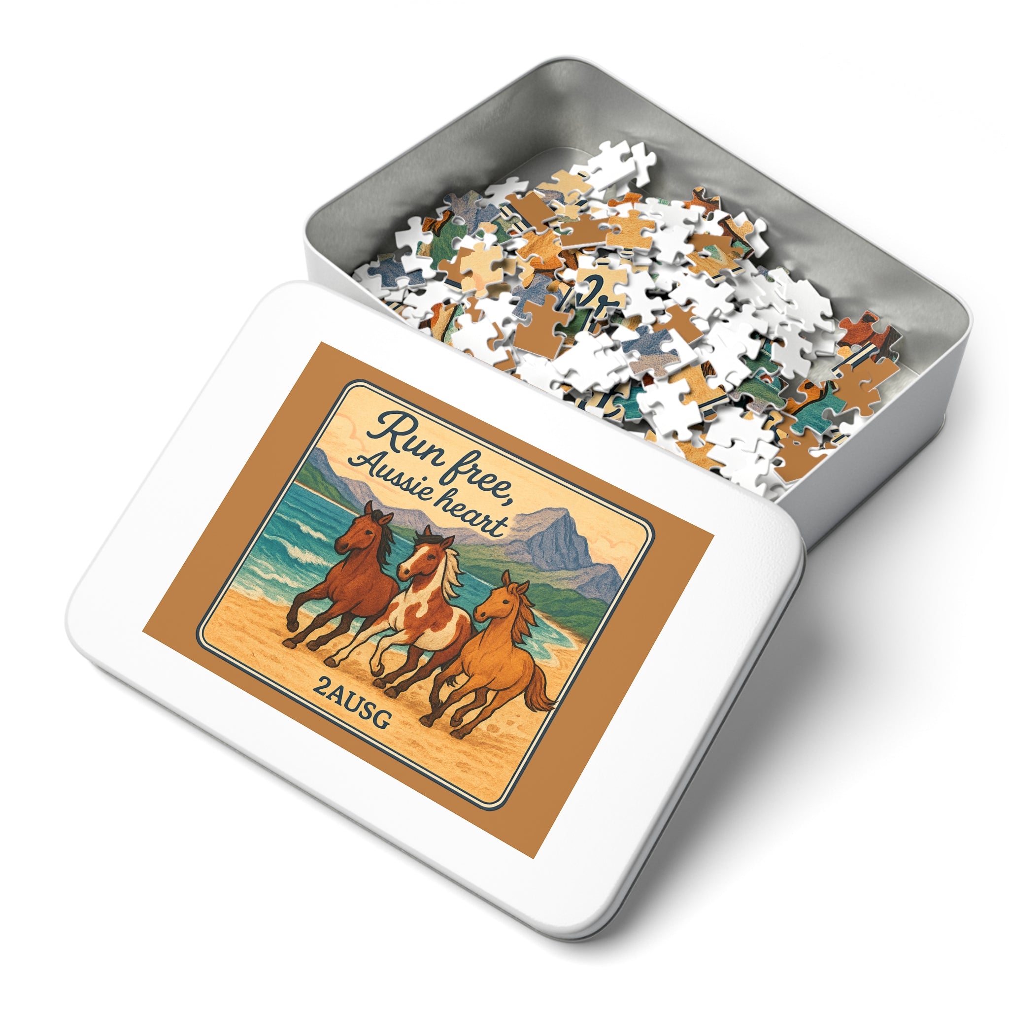 Run Free Aussie Heart Jigsaw Puzzle with Tin