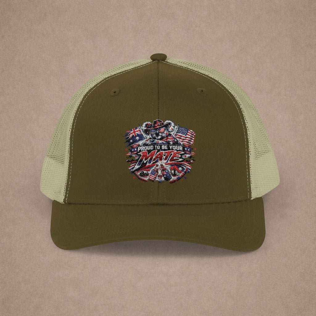 Aussie in USA trucker hat