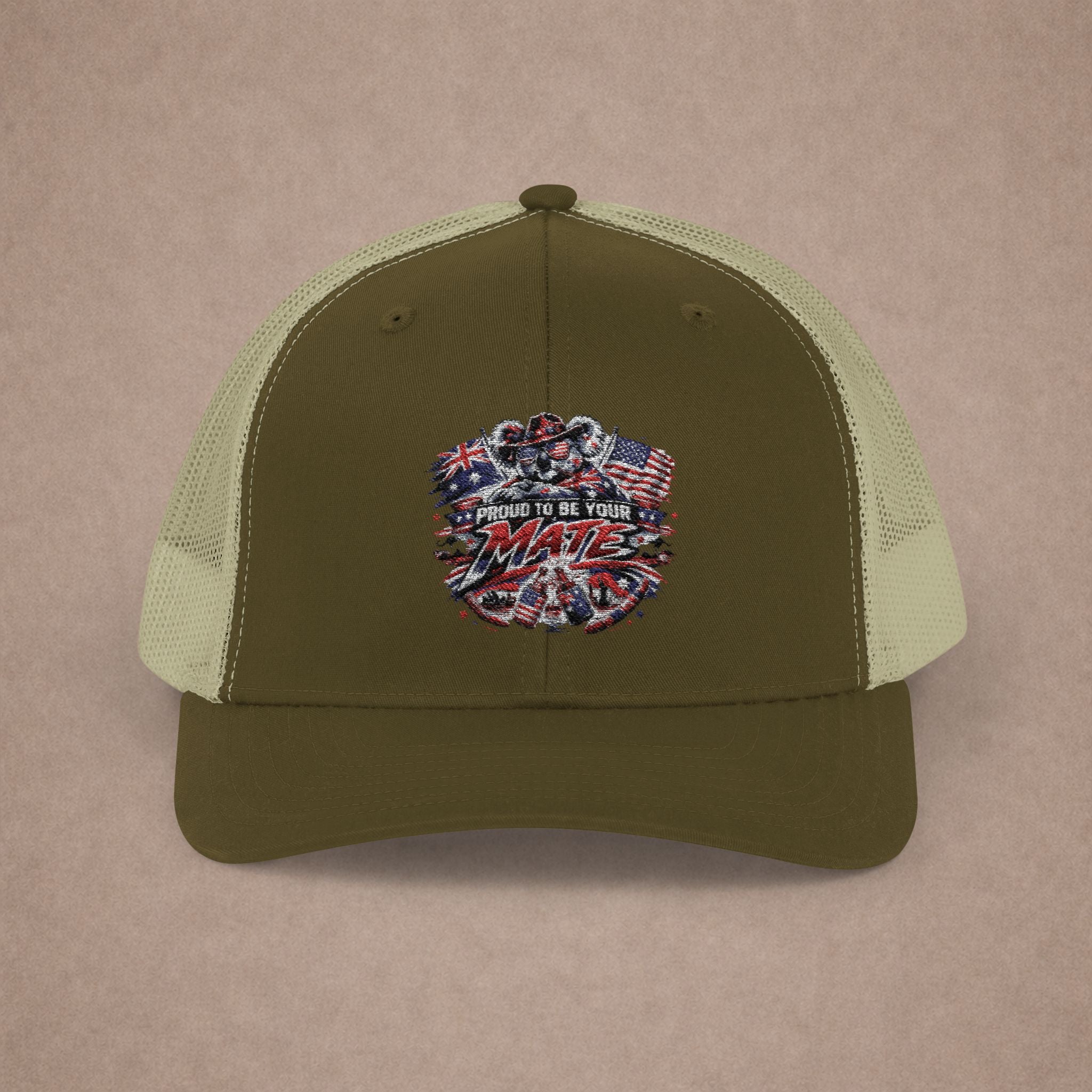 Aussie in USA trucker hat