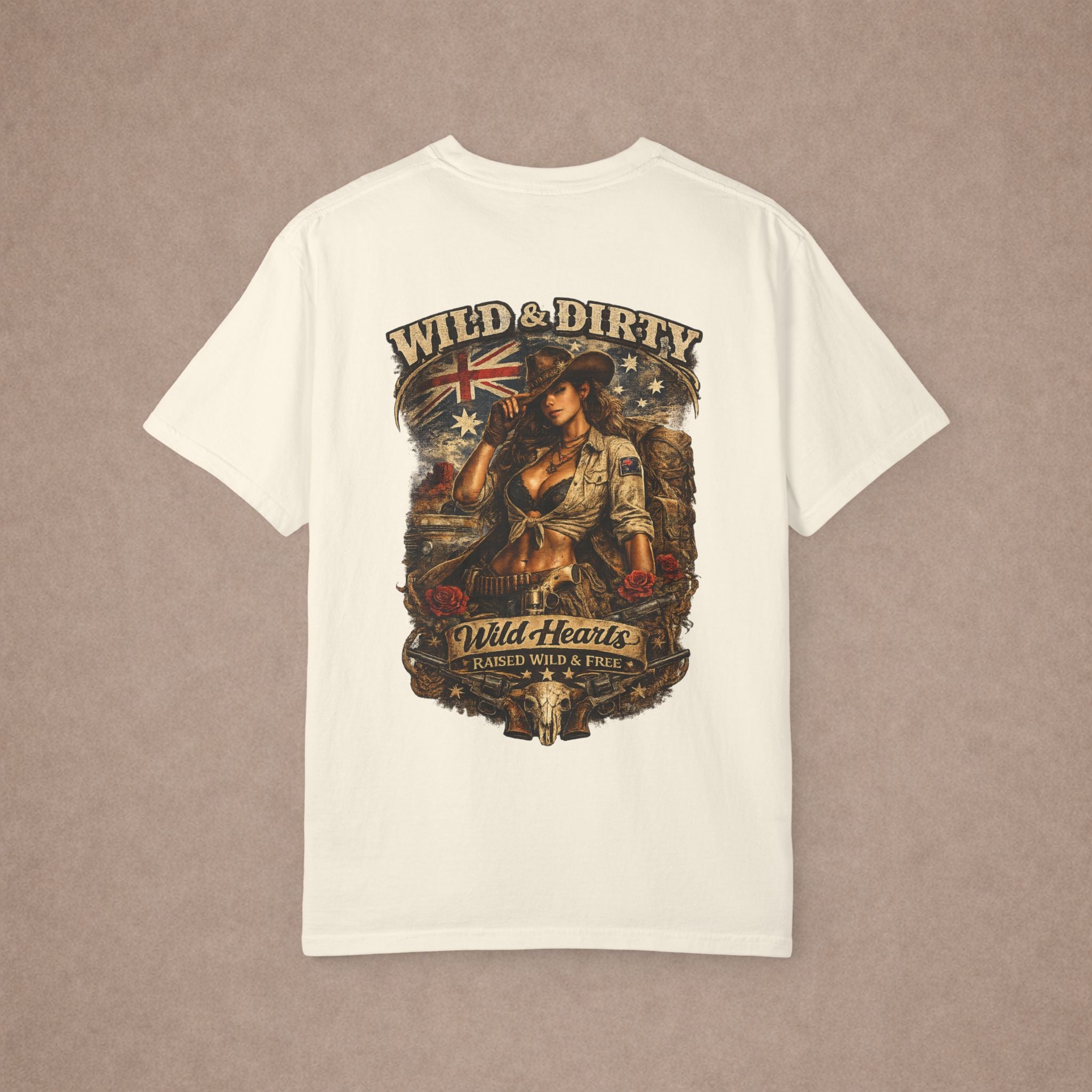 Wild & Dirty Aussie Pinup Art T-shirt