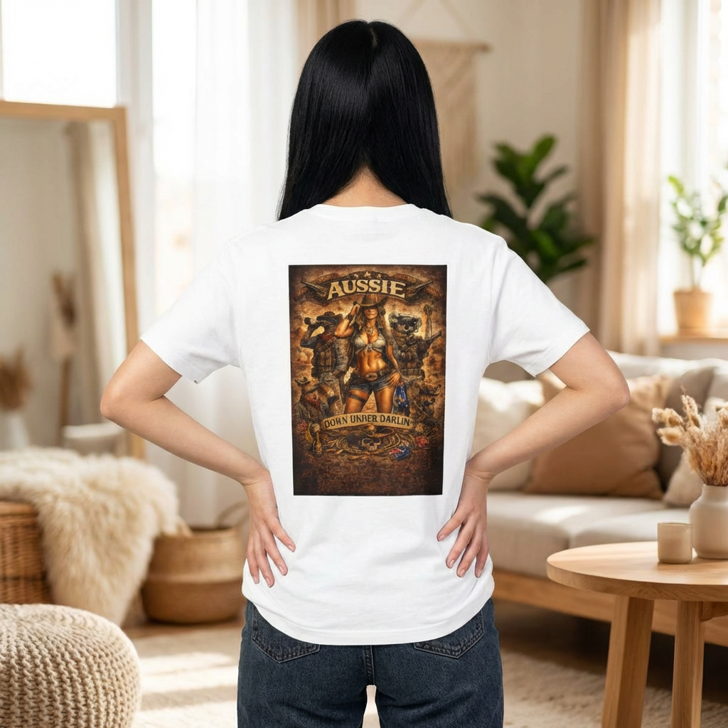 Aussie Pride T-Shirt — "Aussie Down Under" Vintage Kangaroo Graphic