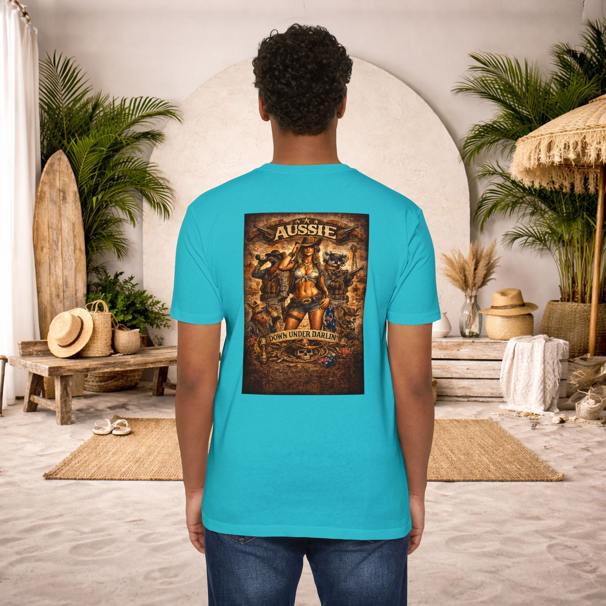 Aussie Pride T-Shirt — "Aussie Down Under" Vintage Kangaroo Graphic