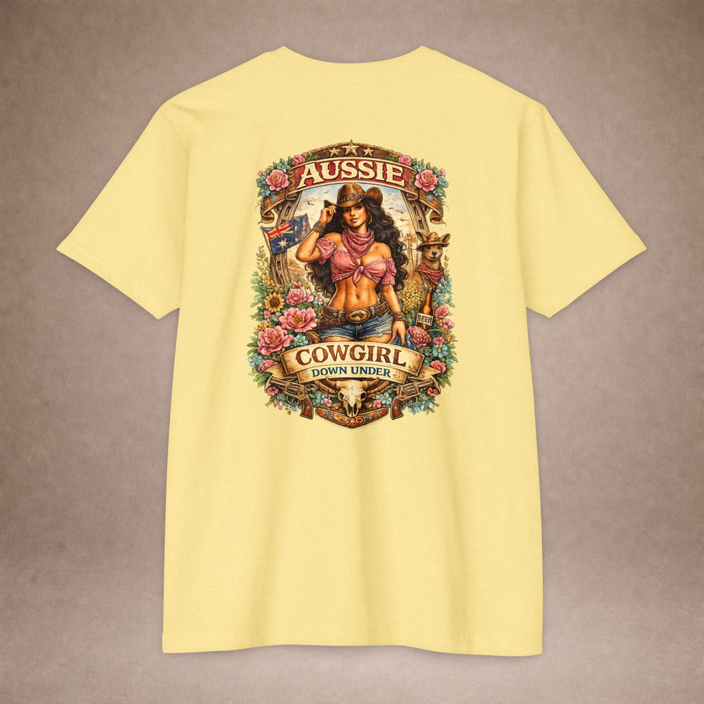 Aussie Cowgirl T-Shirt — 'Aussie Cowgirl Down Under' Western Graphic Tee
