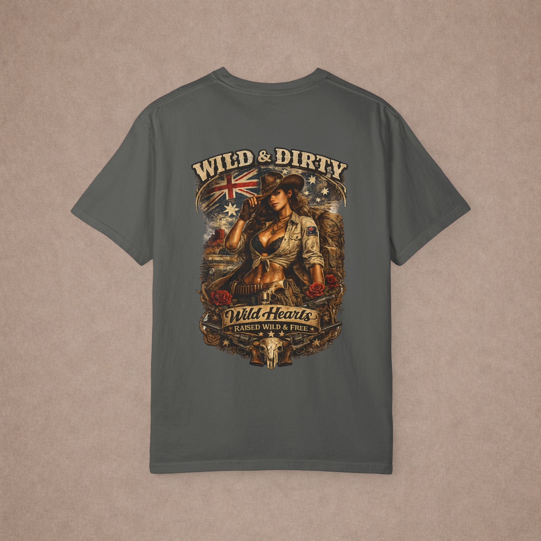 Wild & Dirty Aussie Pinup Art T-shirt