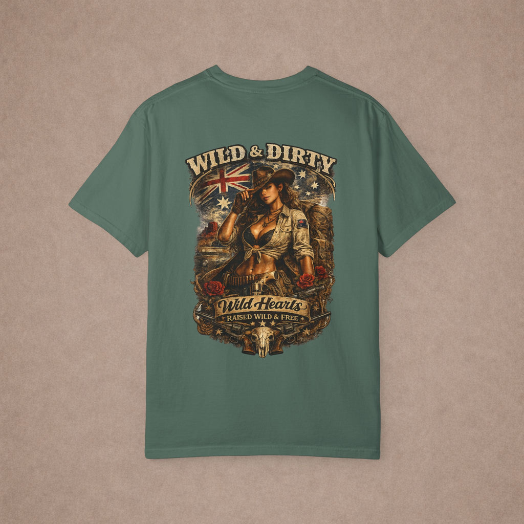 Wild & Dirty Aussie Pinup Art T-shirt