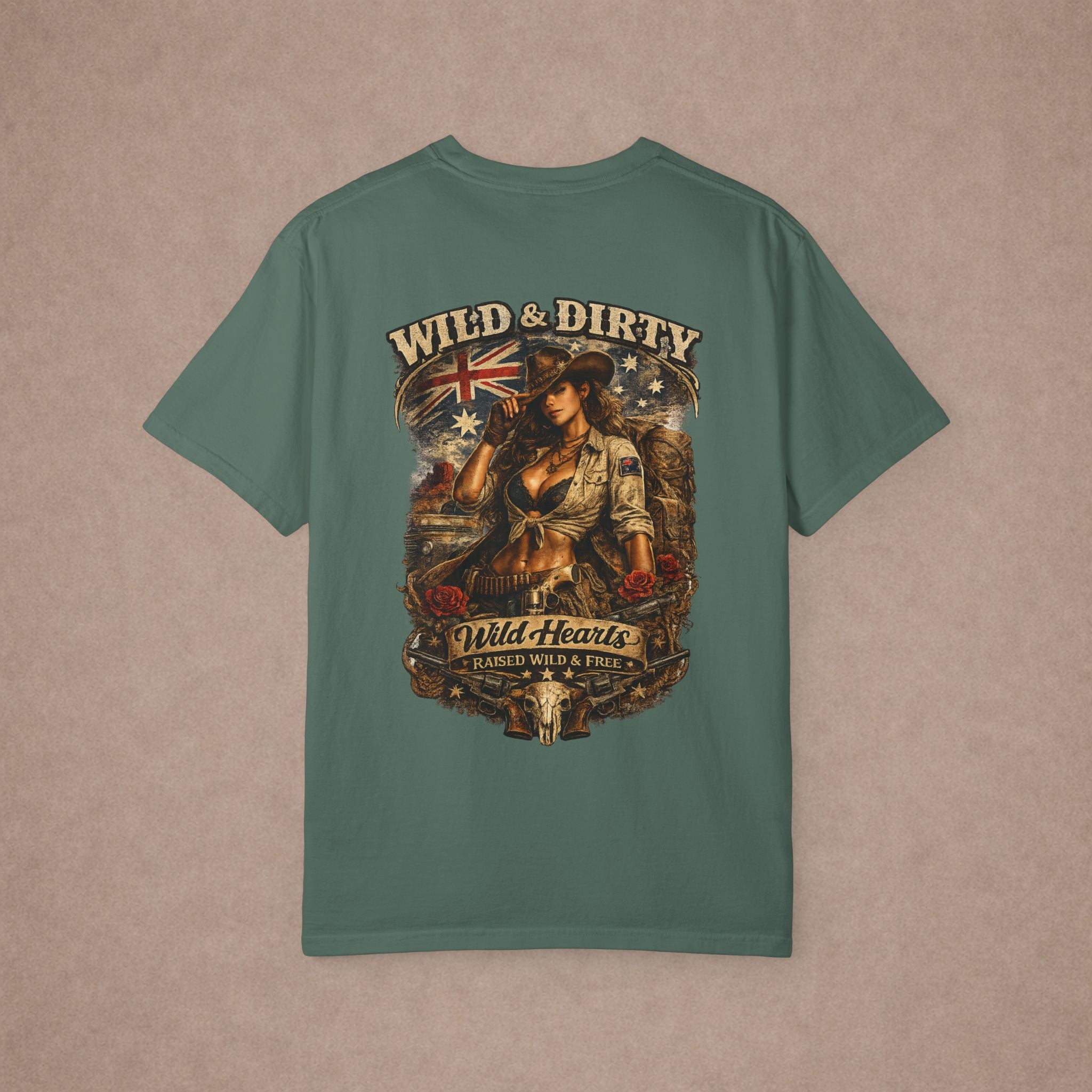 Wild & Dirty Aussie Pinup Art T-shirt