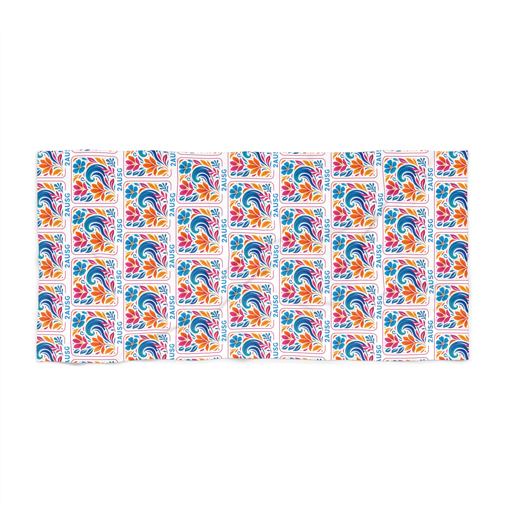 Wave Tile & Tropical Floral BEach Towel