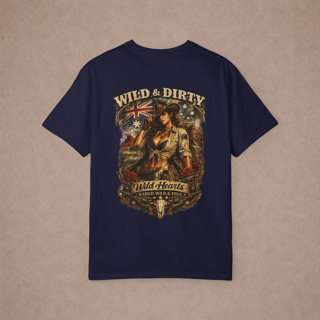 Wild & Dirty Aussie Pinup Art T-shirt