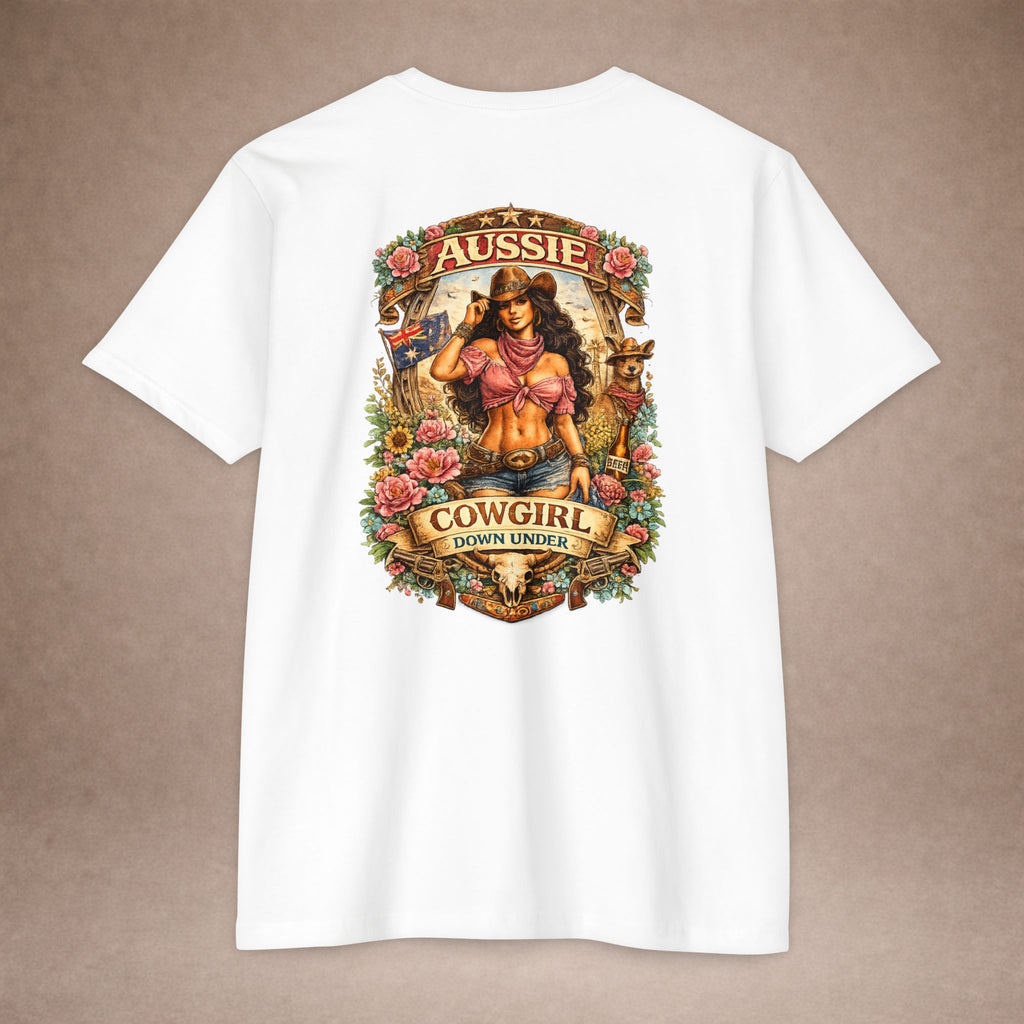 Aussie Cowgirl T-Shirt — 'Aussie Cowgirl Down Under' Western Graphic Tee