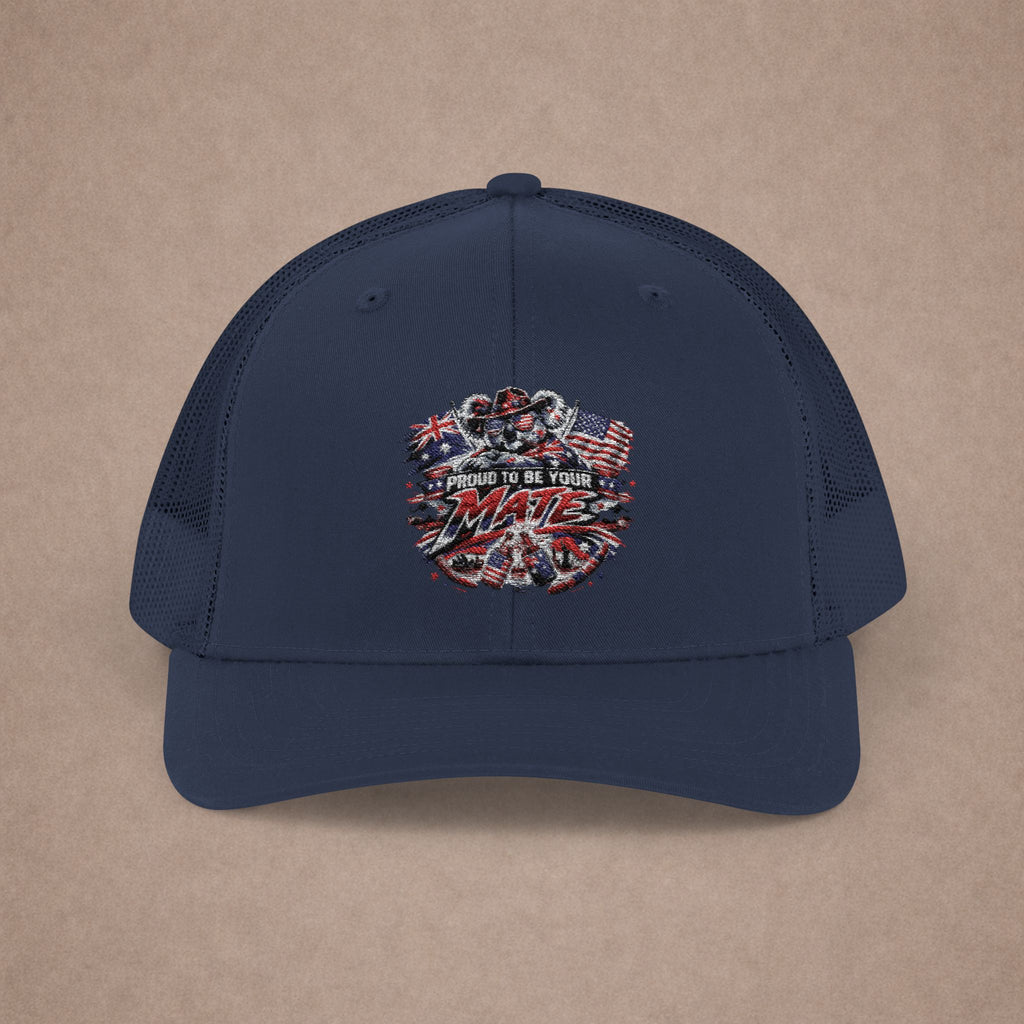 Aussie in USA trucker hat