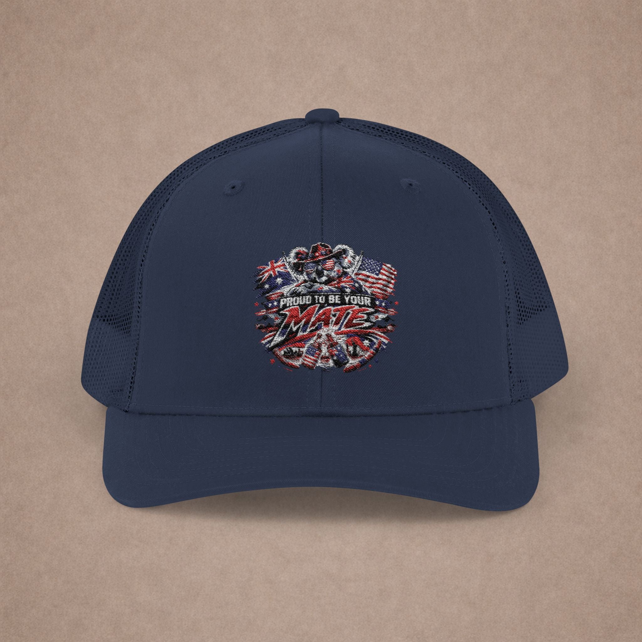 Aussie in USA trucker hat