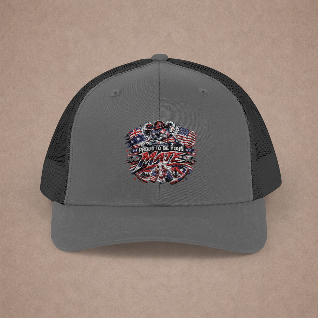 Aussie in USA trucker hat