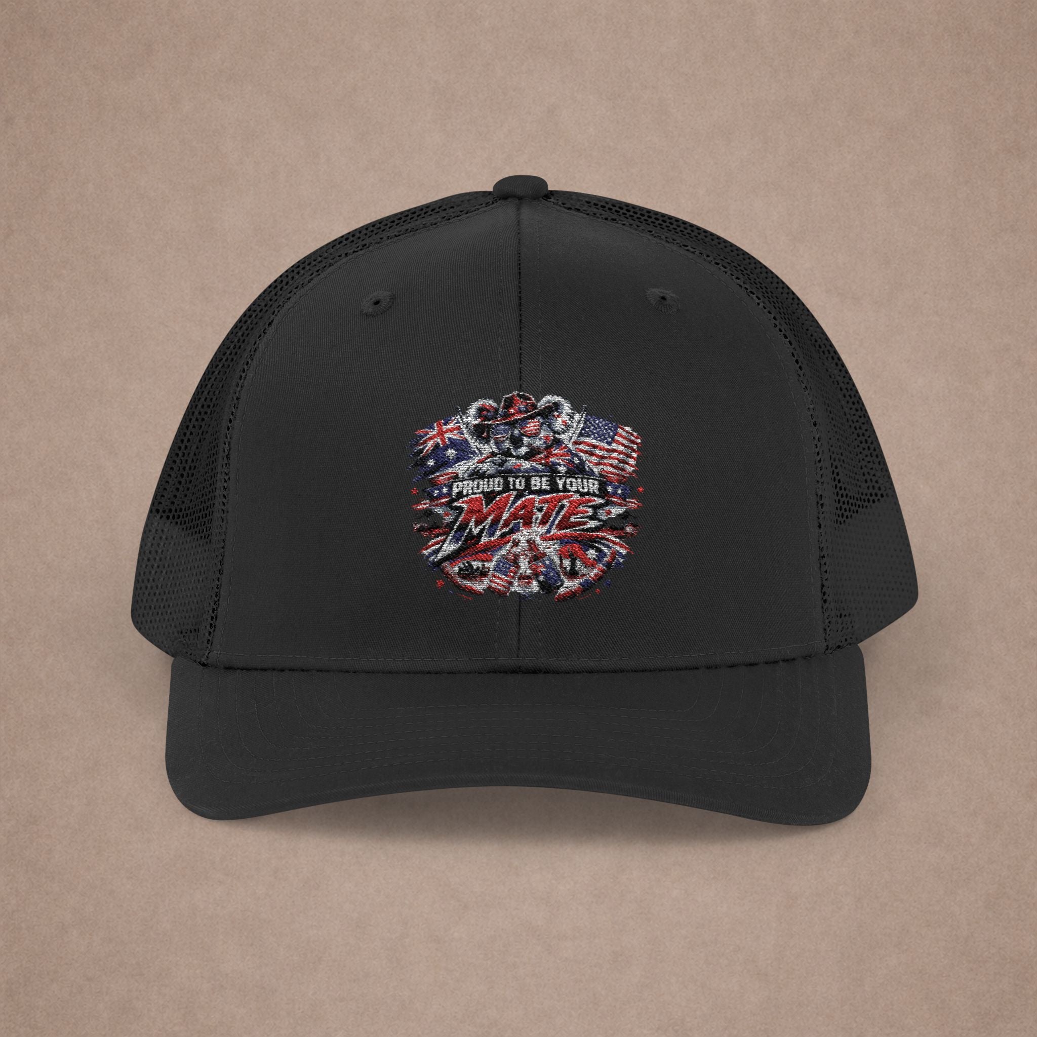 Aussie in USA trucker hat