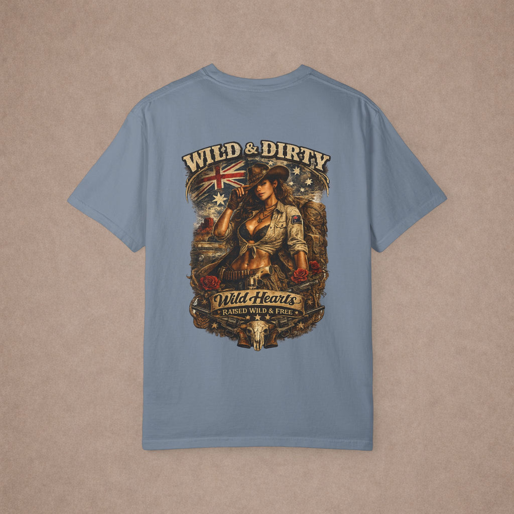 Wild & Dirty Aussie Pinup Art T-shirt