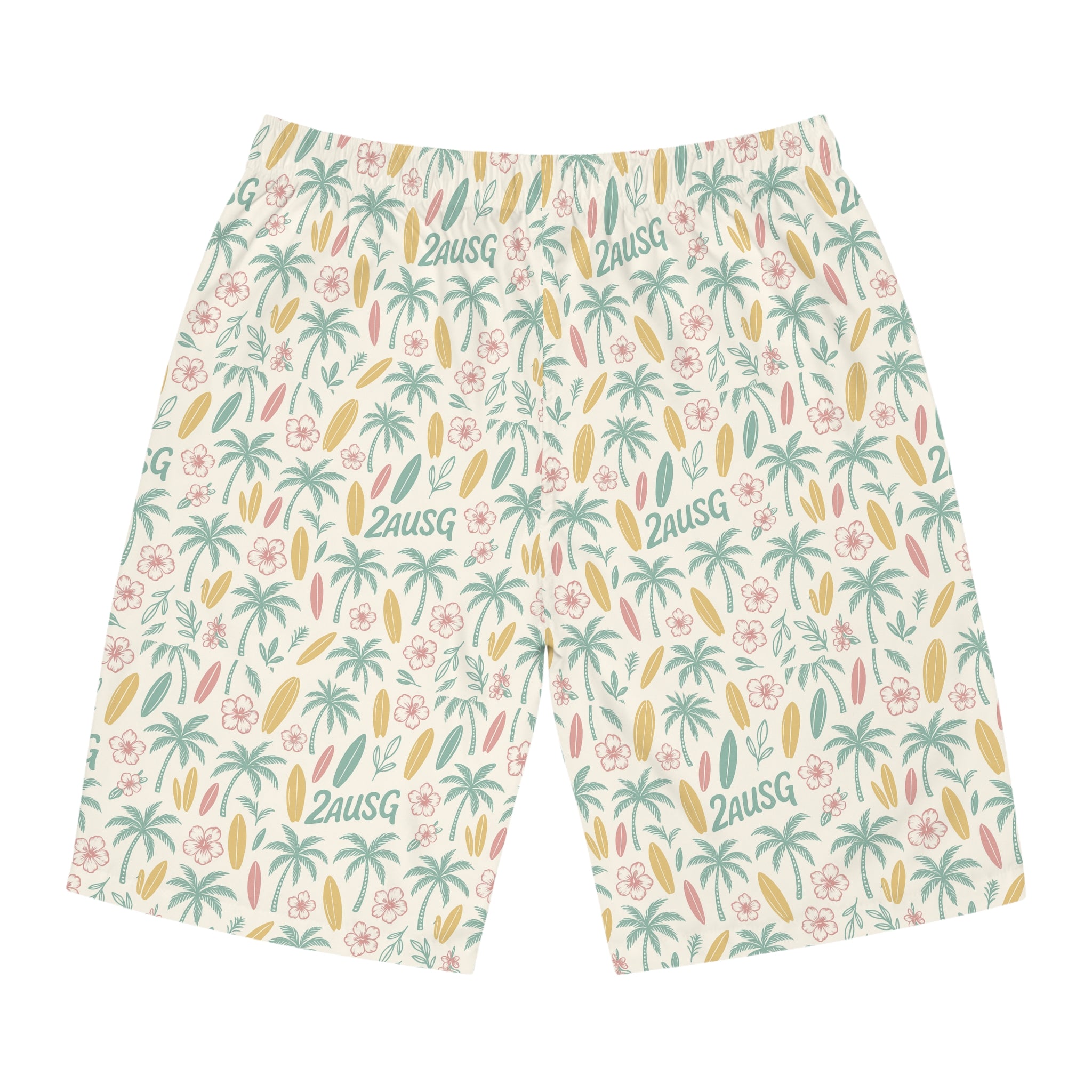 Tropical Palm Surf Pattern Board Shorts