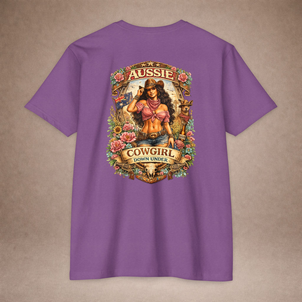 Aussie Cowgirl T-Shirt — 'Aussie Cowgirl Down Under' Western Graphic Tee