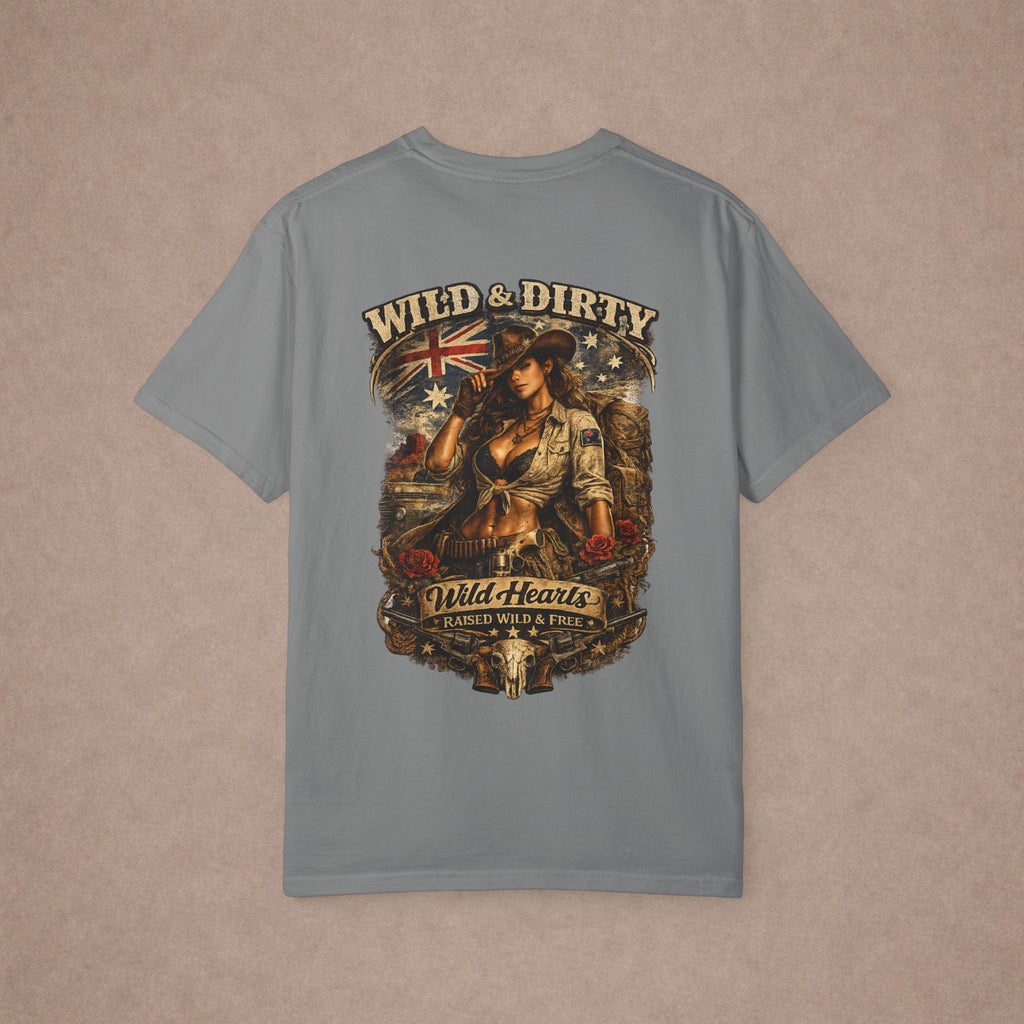 Wild & Dirty Aussie Pinup Art T-shirt