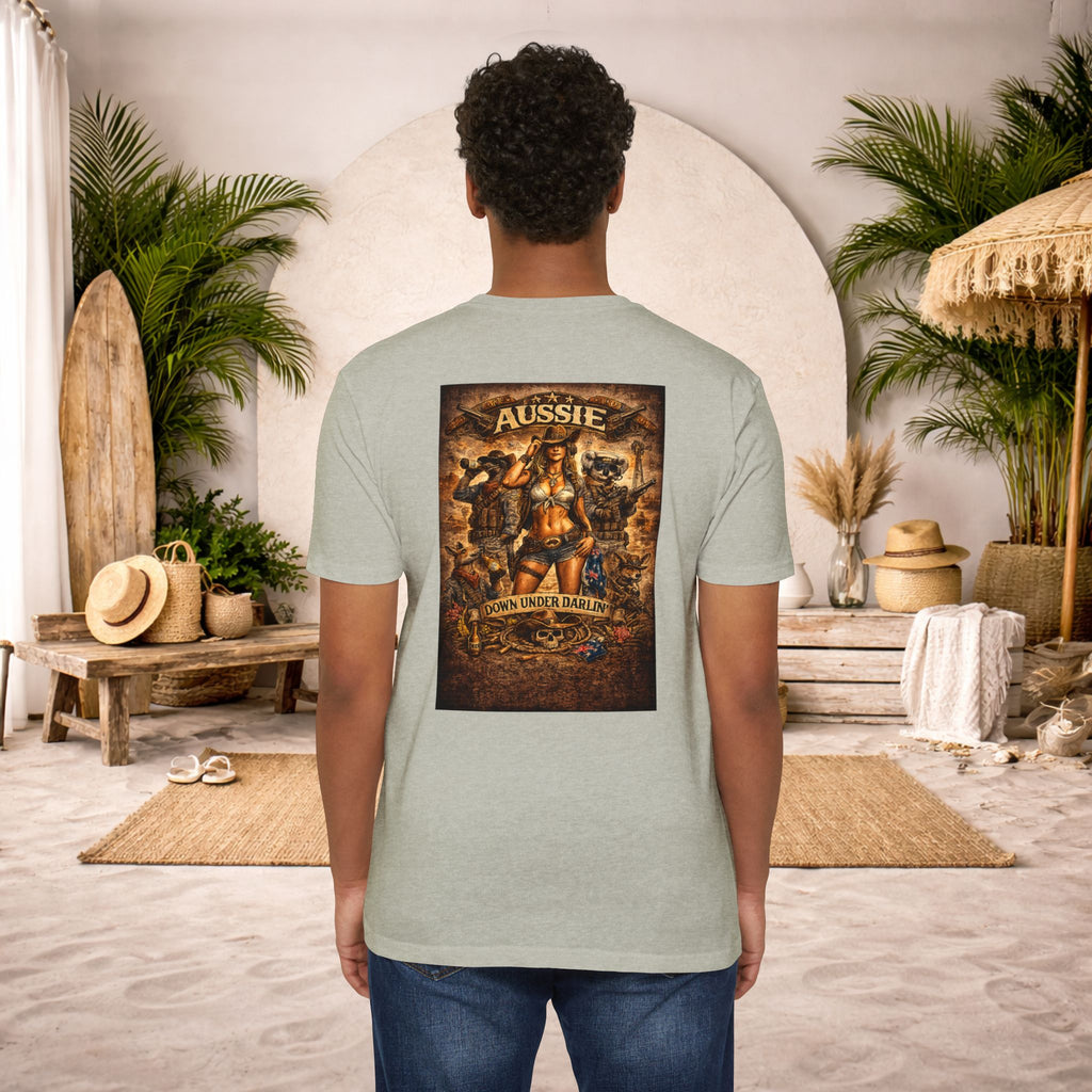 Aussie Pride T-Shirt — "Aussie Down Under" Vintage Kangaroo Graphic