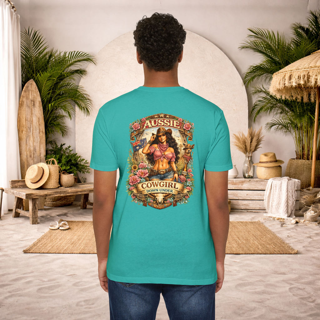 Aussie Cowgirl T-Shirt — 'Aussie Cowgirl Down Under' Western Graphic Tee