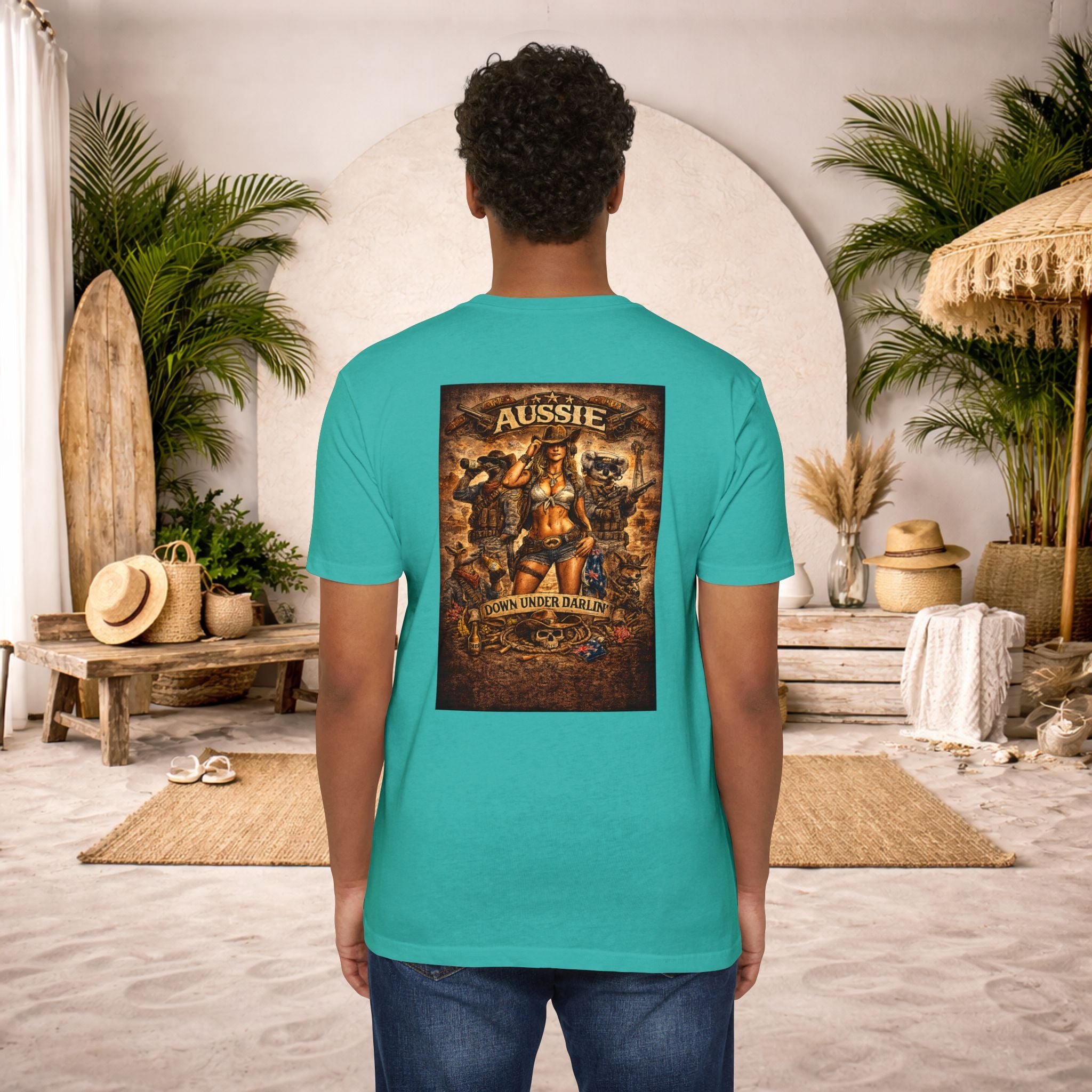 Aussie Pride T-Shirt — "Aussie Down Under" Vintage Kangaroo Graphic