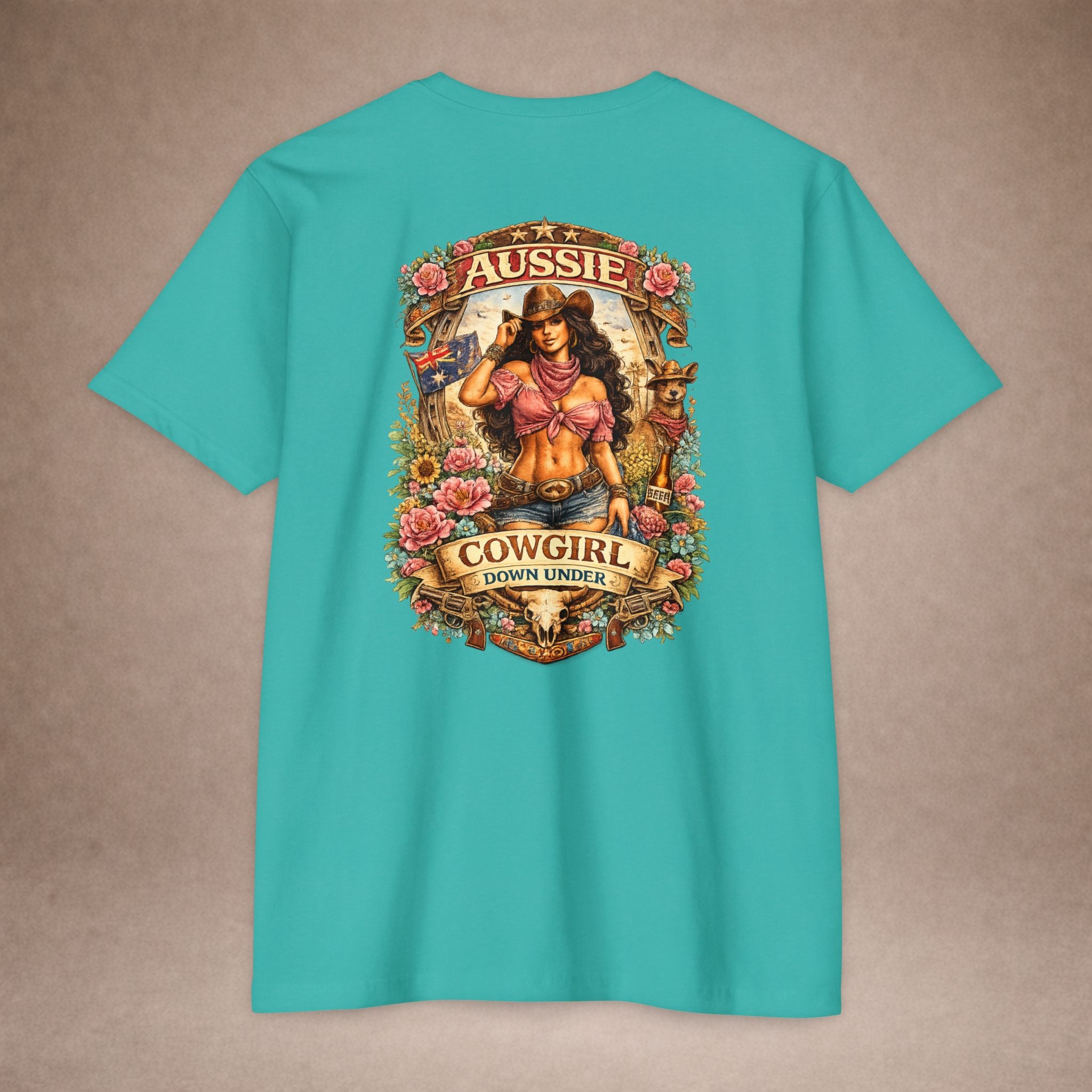 Aussie Cowgirl T-Shirt — 'Aussie Cowgirl Down Under' Western Graphic Tee