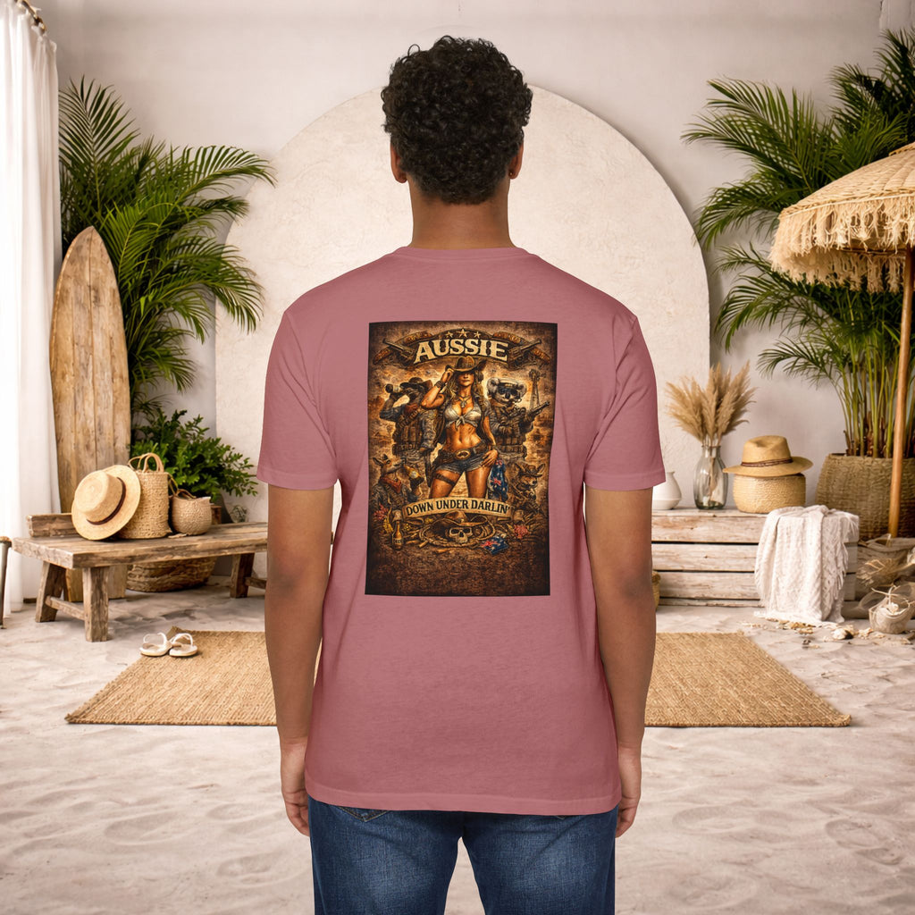 Aussie Pride T-Shirt — "Aussie Down Under" Vintage Kangaroo Graphic