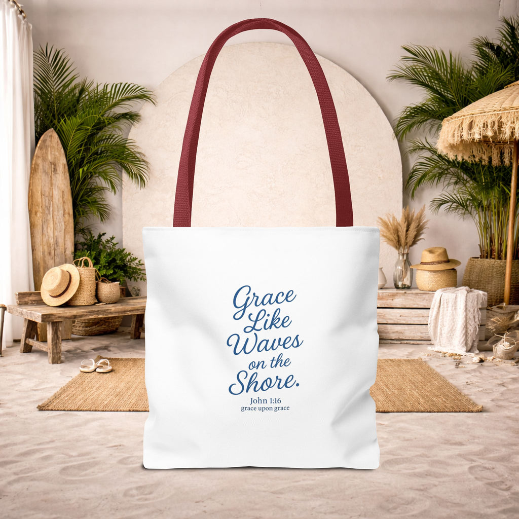 Grace Like Waves on the Shore Tote Bag