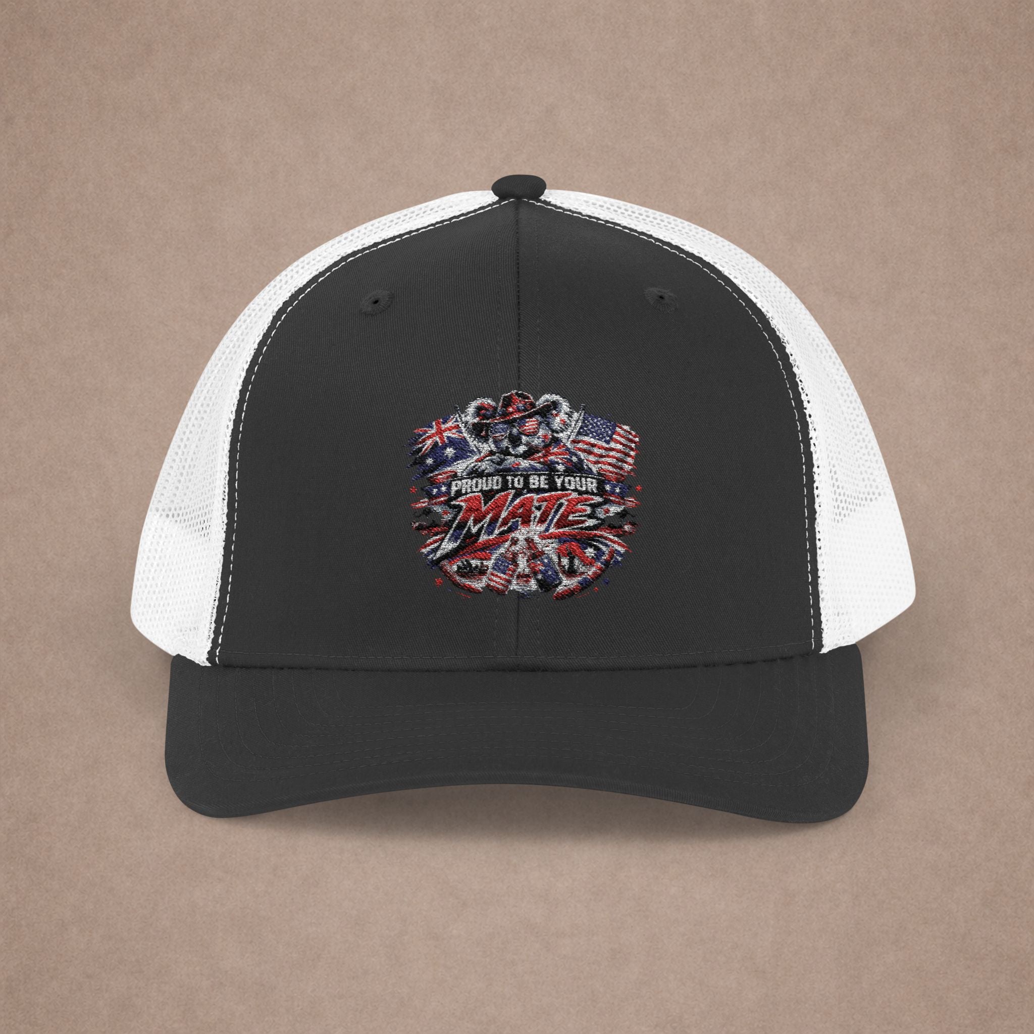 Aussie in USA trucker hat