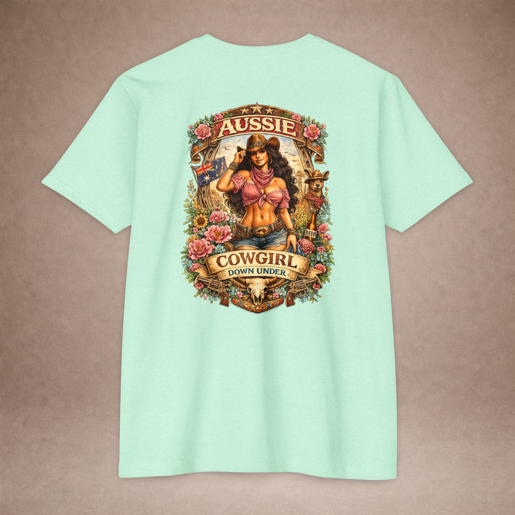 Aussie Cowgirl T-Shirt — 'Aussie Cowgirl Down Under' Western Graphic Tee