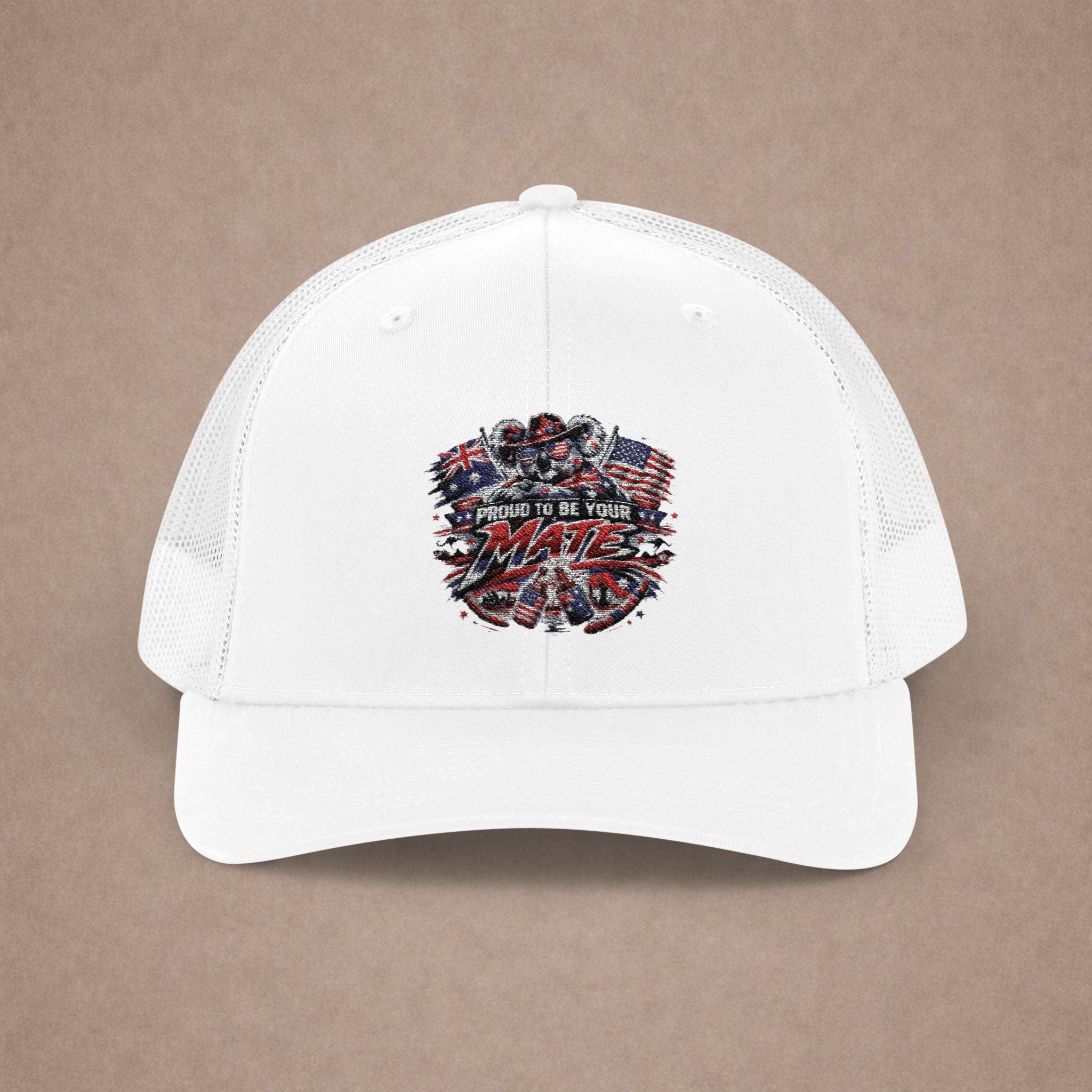 Aussie in USA trucker hat