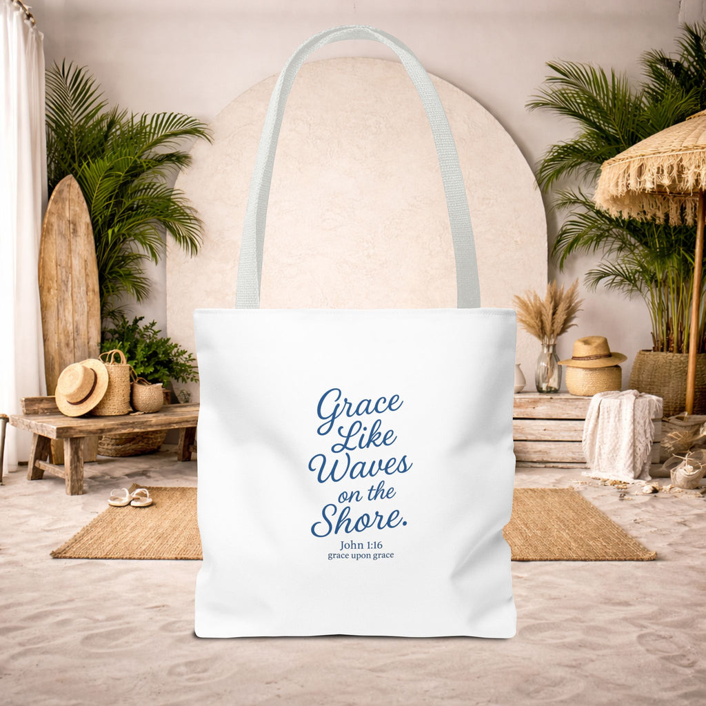 Grace Like Waves on the Shore Tote Bag