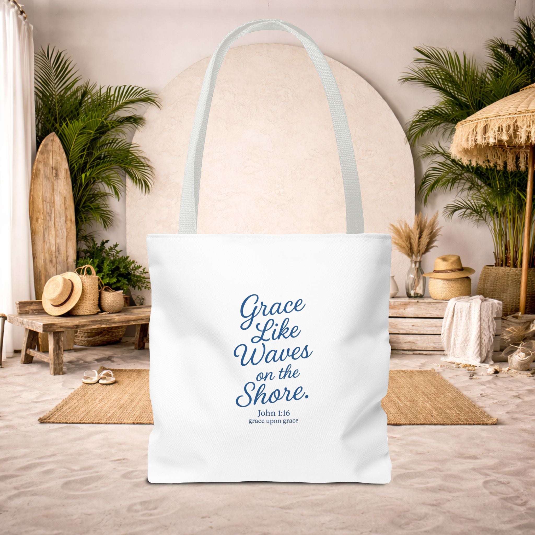 Grace Like Waves on the Shore Tote Bag
