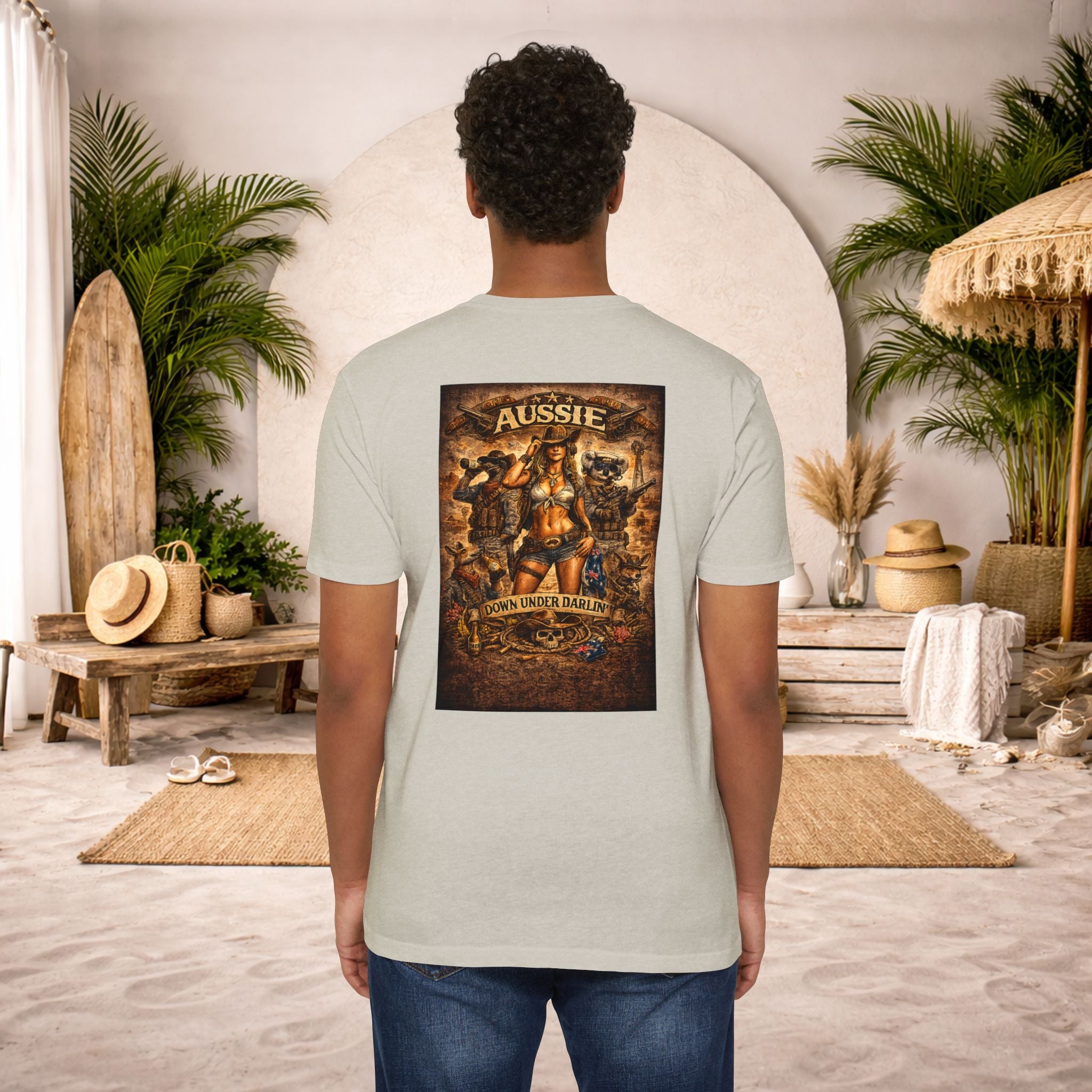 Aussie Pride T-Shirt — "Aussie Down Under" Vintage Kangaroo Graphic